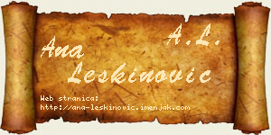 Ana Leškinović vizit kartica